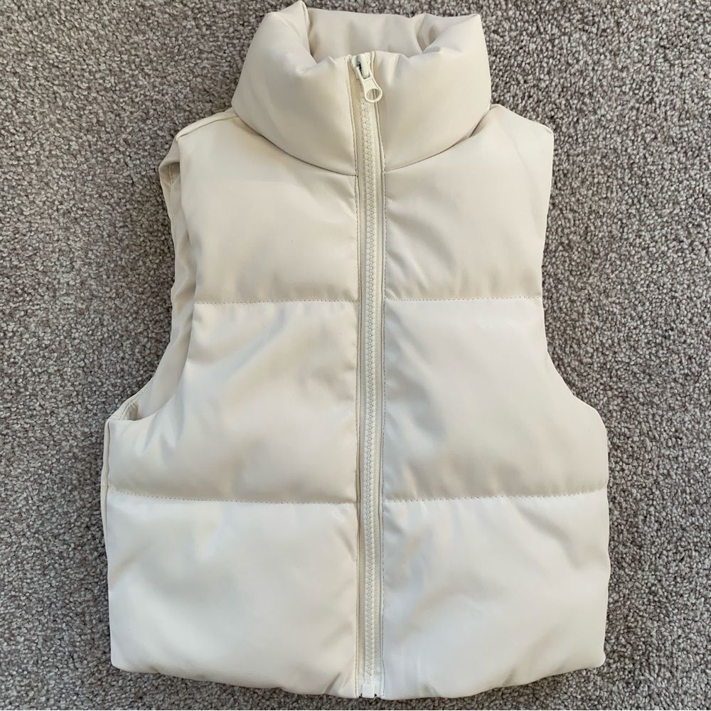 Willow and Root Kids Pleather Puffer Vest Small White